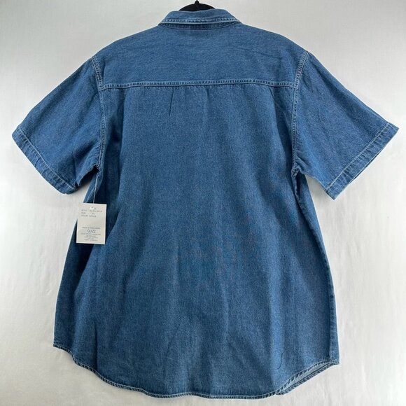 Vtg Quizz Again Jeans Denim Shirt Women XL Short Sleeve Button Up Patriotic Blue - Picture 2 of 10